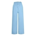 thumbnail image 4 of Itsame Comfortable Loose Pants for Womens Relaxed High Waisted Wide Leg Sweatpants Light Blue Size L, 4 of 5
