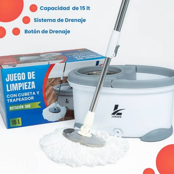 Juego De Limpieza Lordon Con Cubeta y Trapeador Rotacion 360