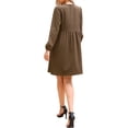 thumbnail image 3 of Vestido de mujer Inspire Chic Otoño Babydoll Casual de Manga Larga con Lazo Frontal Vestidos Lindos Túnica M Marrón, 3 of 6