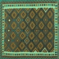 thumbnail image 1 of Ahgly Company Machine Washable Indoor Square Oriental Turquoise Blue Traditional Area Rugs, 7' Square, 1 of 4