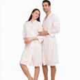 thumbnail image 2 of NOLDARES Mens Lightweight Robe Cotton Blend Kimono Bathrobe with Pockets, Soft Breathable Absorbent Loungewear for Home(White,XL), 2 of 6