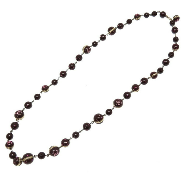 Chanel Necklace Costume Pearl Crystal Coco Mark A15b Black Stone Bijou  Rhinestone Cc Women's Auction