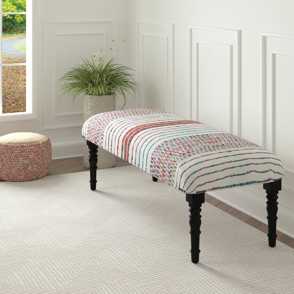 LR Home Nomad 47” Rainbow Striped Upholstered Accent Bench