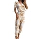 thumbnail image 2 of ICHUANYI Clearance Fashion Woman Round Neck Pattern Solid Short Sleeve Blouse +Loose Pockets Pants Sets(Gold, XXL) ICHUANYI WER2023080813504, 2 of 6