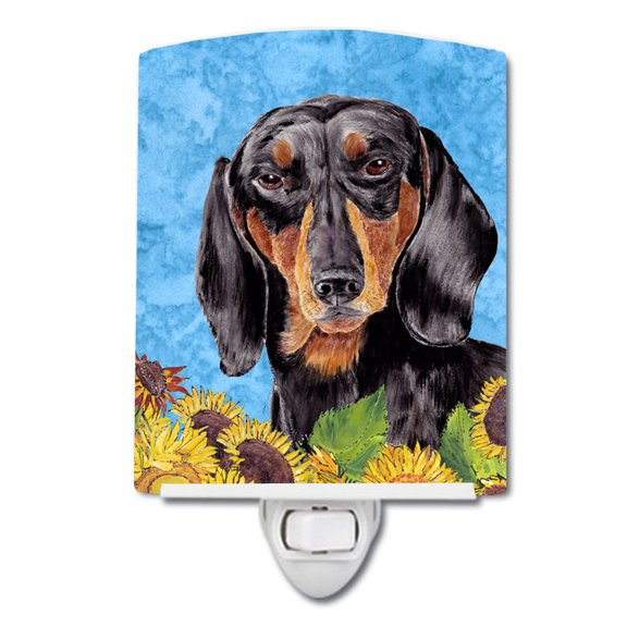 Dachshund in Summer Flowers Ceramic Night Light