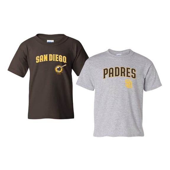 Youth Soft as a Grape  Brown/Heather Gray San Diego Padres 2-Pack Logo T-Shirt Set