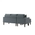 thumbnail image 5 of Sectional Sofa with Ottoman, Modern Fabric Upholstered L-Shaped Couch with 2 Pillows, Sofa Chaise Sleeper with Sturdy Wood Legs, 3-Seat Sofa for Small Space Living Room Apartment, Dark Grey, 5 of 7