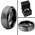 thumbnail image 4 of Tungsten Bullseye Arrow Archery Band Ring 8mm Men Women Comfort Fit Black Step Bevel Edge Brushed Gray Polished, 4 of 4