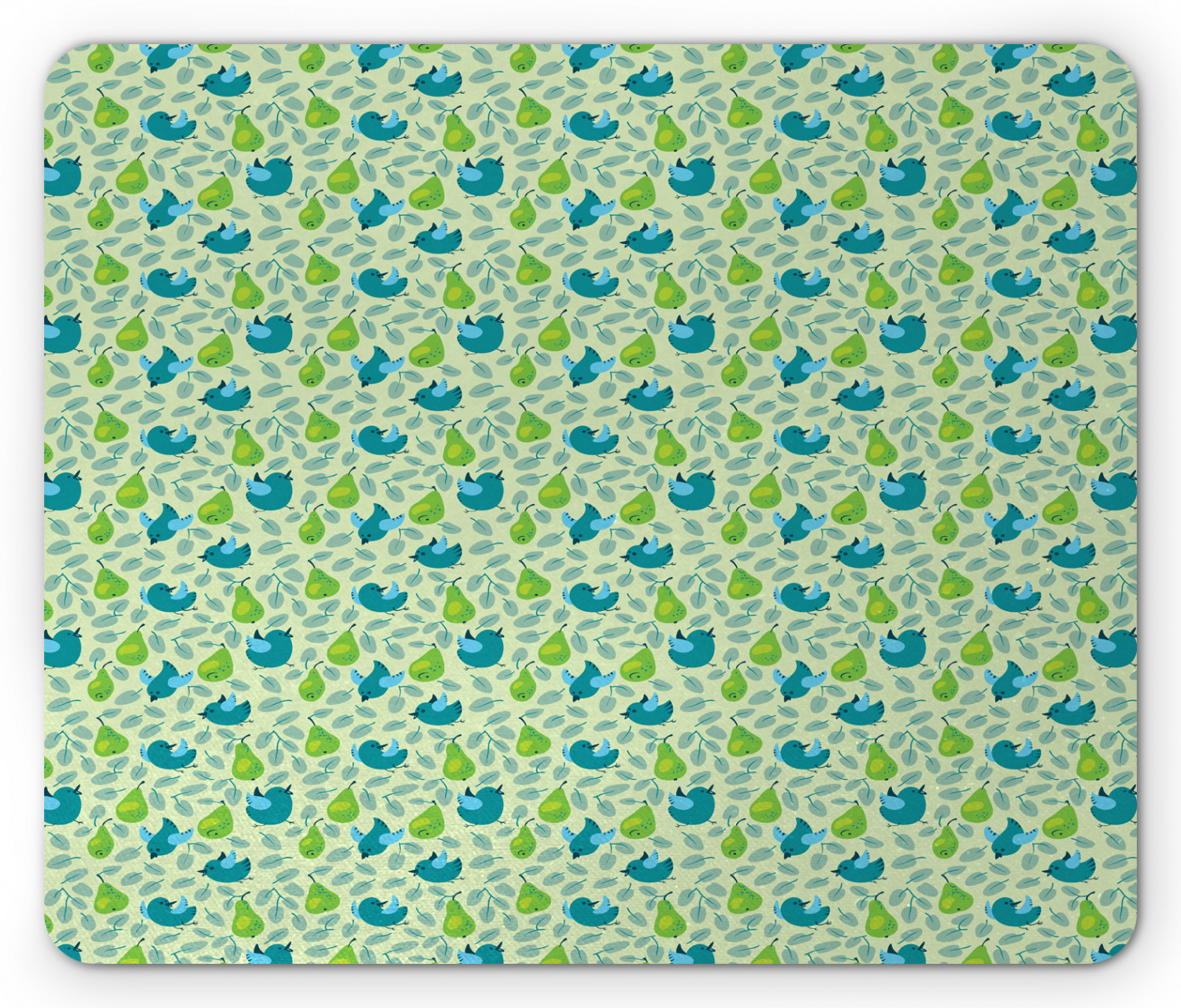 Birds Mouse Pad, Fresh Pears and Small Sparrows in Cartoon Style ...