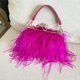 thumbnail image 5 of Bolso de mano de noche para mujer, con cadena de plumas de avestruz, para banquetes, bodas, bolsos cruzados para fiestas., 5 of 8