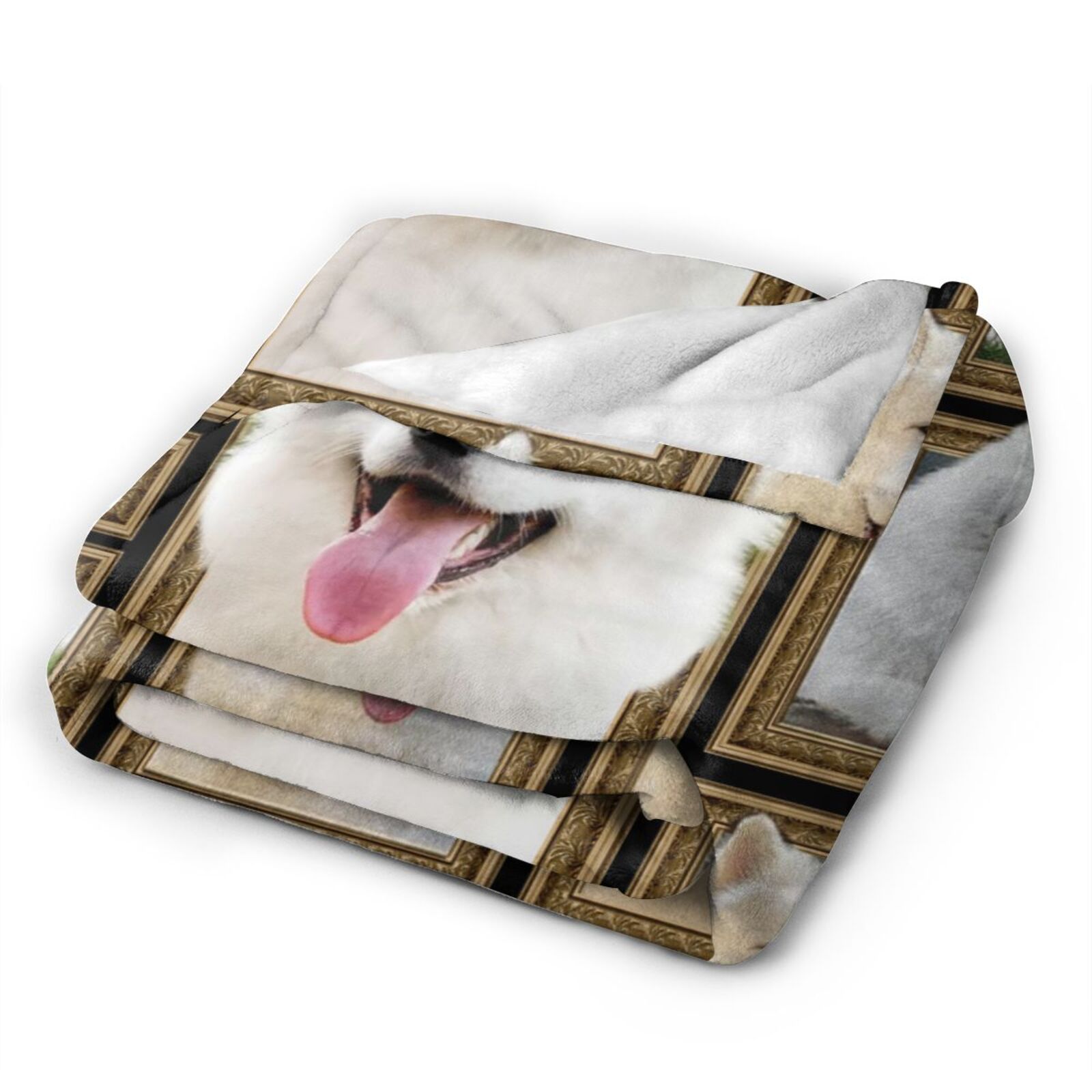 Wijzvio Samoyed Dog Throw Blanket Soft Fuzzy Fleece Blanket For Couch Bed Living Room Decoration 50"X40"