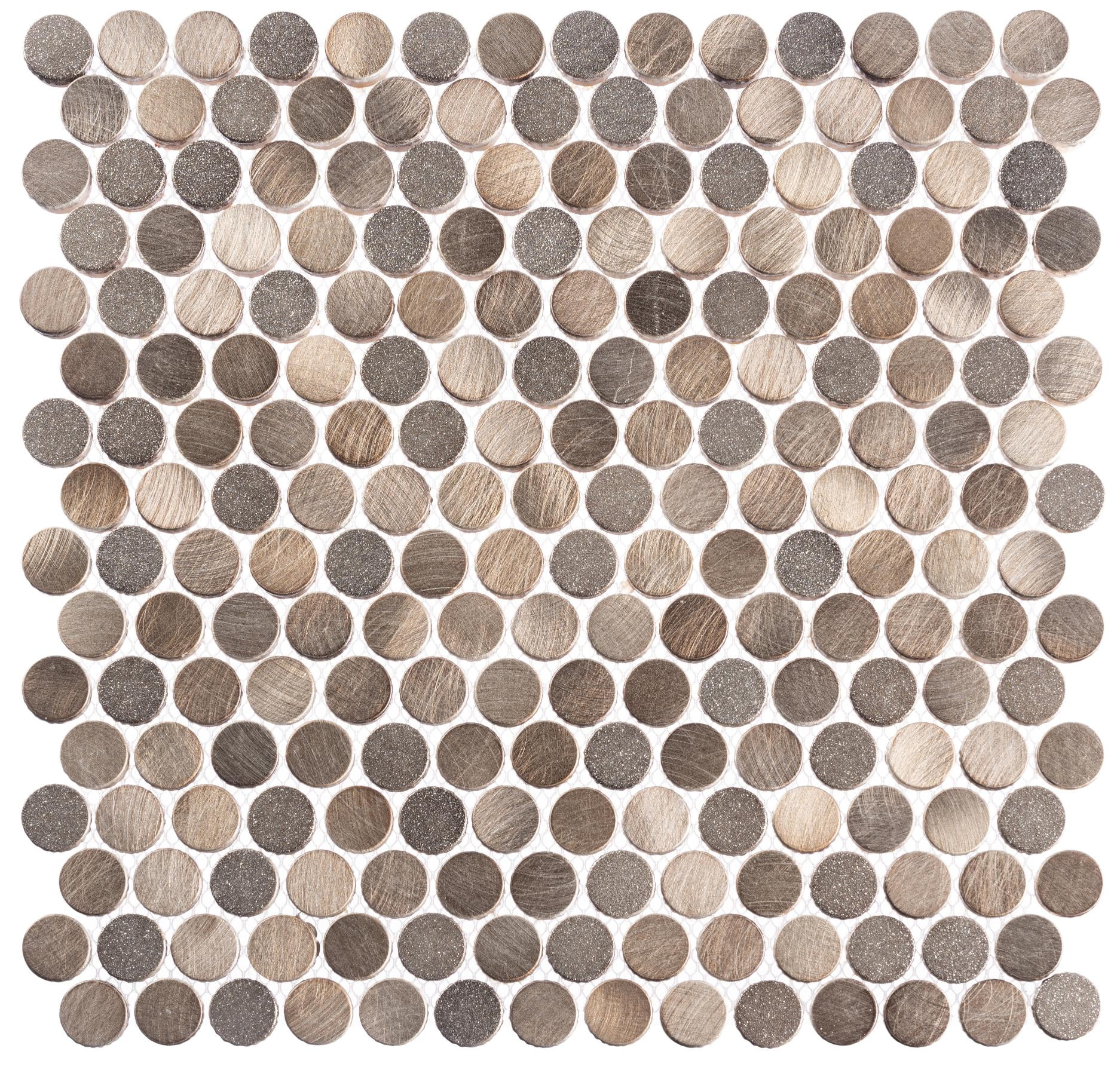Orb Honey Brown 3/4-in. Penny Round Metal Mosaic Wall Tile