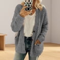 thumbnail image 4 of Women's Plush Coat Long Sleeves Single-breasted Jacket with Pockets Solid Color Thicken Warm Plush Coat for Autumn Winter Work Daily Wear, 4 of 8