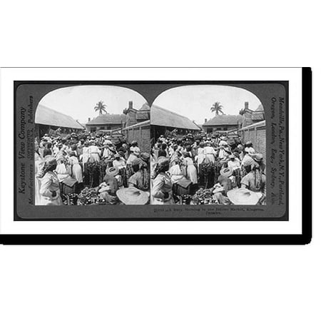 Historic Print, A busy morning in the Jubilee Market, Kingston, Jamaica, 16" x 20"