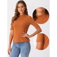 thumbnail image 2 of DARING DIVA Women's Half Sleeve Mock Turtleneck Casual Top XL Dark Orange, 2 of 6