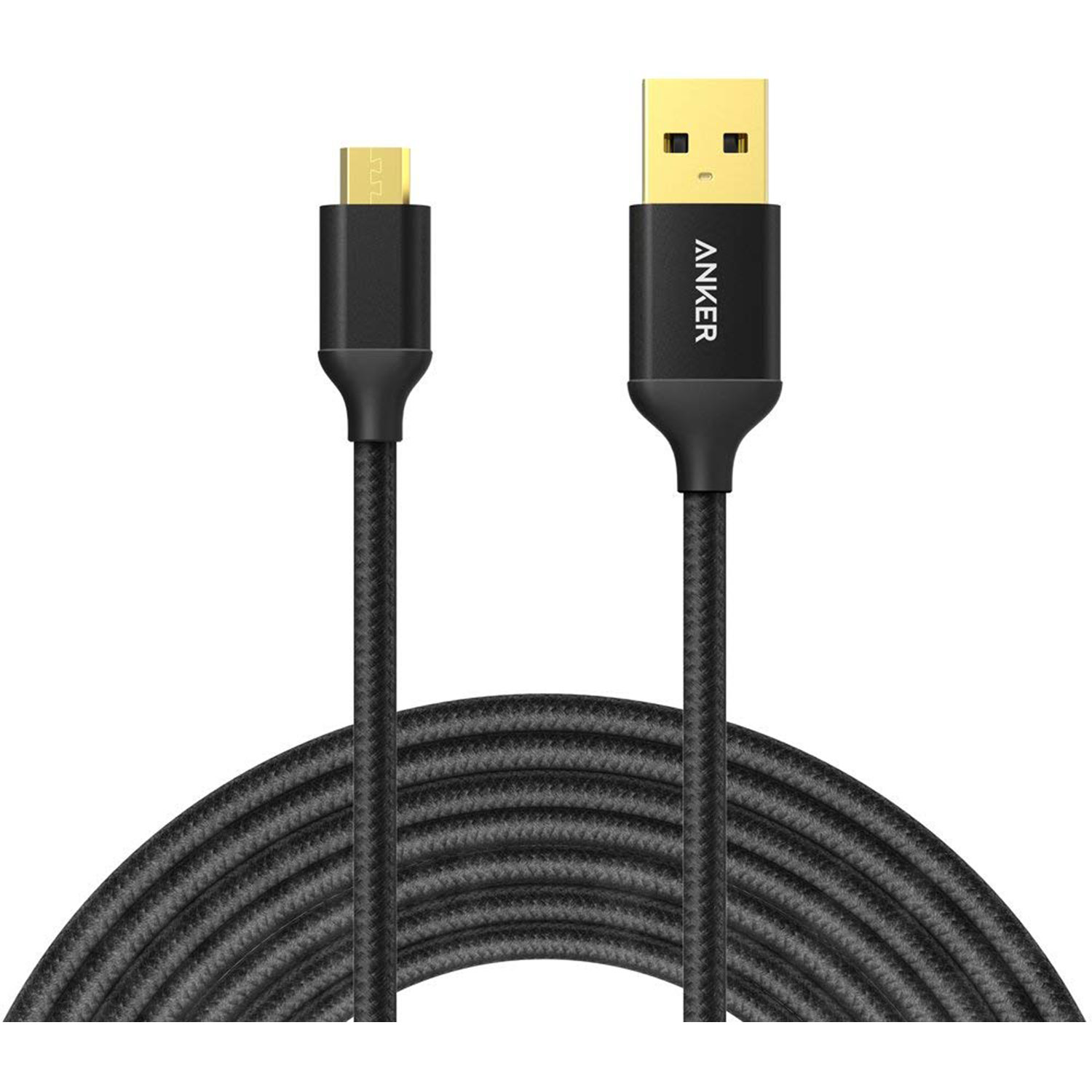 Anker A7137011 10ft Nylon TangleFree Micro USB Cable w/ GoldPlated