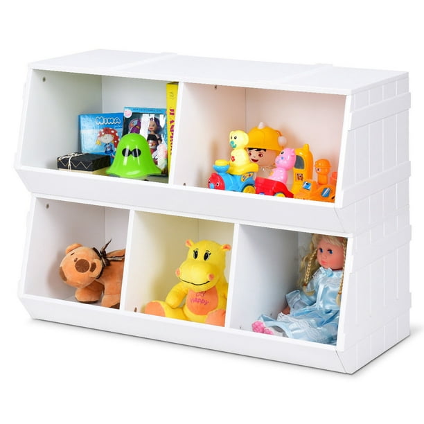 Gymax Kids Toy Box Storage Cabinet, Bookcase Toy Box