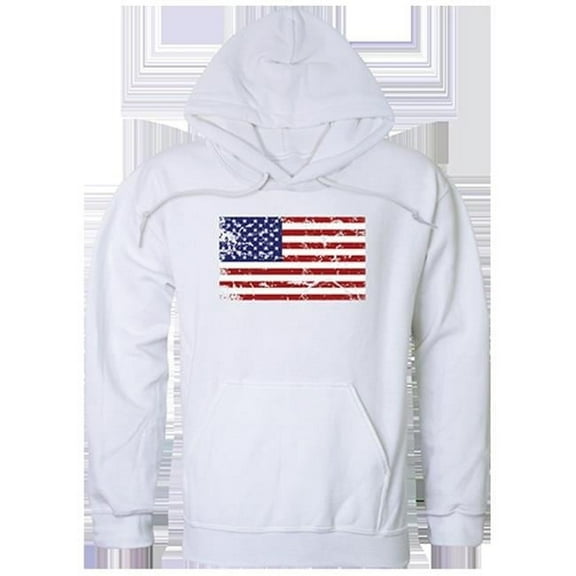US Flag 2 Graphic Pullover Sweatshirt, White - Extra Large