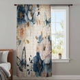 thumbnail image 4 of Vintage Blue Floral Sheer Curtains 45 Inches Long, Butterflies Flower Tan Light Filering Curtains, Breathable Simi Curtain Privacy Drapes for Kitchen Bathroom Lightweight Small Window Treatment, 4 of 9