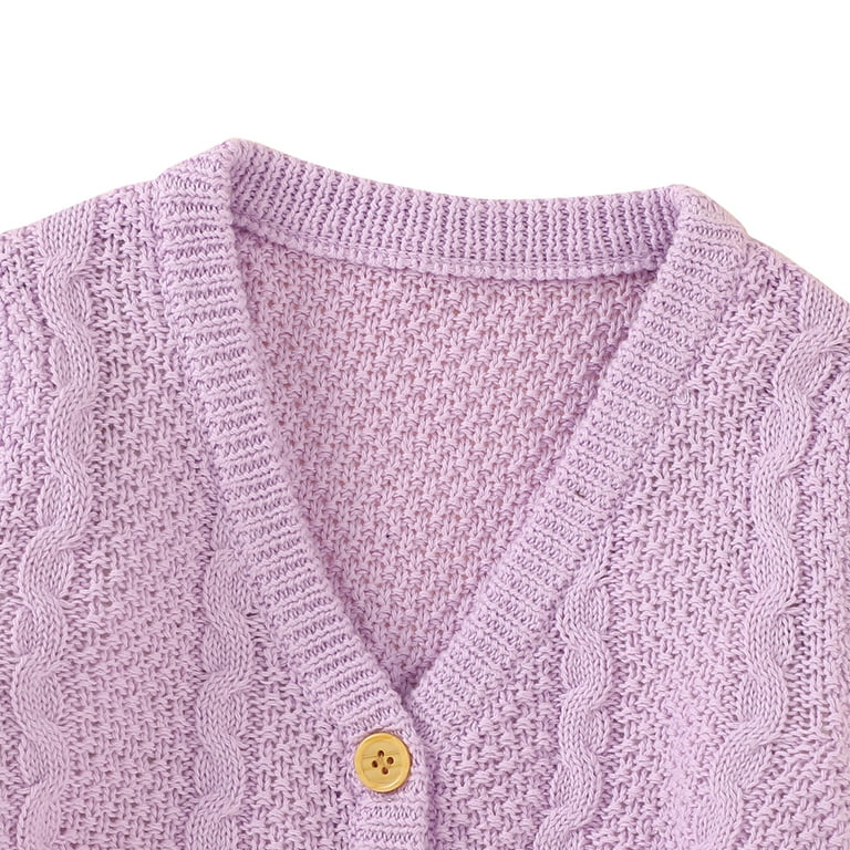 Canrulo Newborn Infant Baby Girls Cardigan Sweater Long Sleeve Button Down Knitted Outwear Fall Winter Clothes Light Purple 12 18 Months Walmart