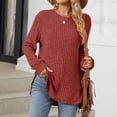 thumbnail image 3 of Lixiuxyad Women's Fashion Long Sleeve Tops Casual Round Neck Ladies Lightweight Top Trendy Flowy,Red L, 3 of 7
