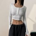 thumbnail image 2 of Top plisado Slim Fit Estilo sexy Ladies Bodycon Top Color sólido Streetwear Outfit Hugtrwg Para estrenar, 2 of 9