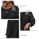 thumbnail image 5 of Blusa de gasa de manga larga con volantes, transpirable y agradable para la piel, cuello redondo, color negro, talla S, otoño/invierno, 5 of 6