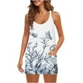 thumbnail image 1 of PENGXIANG Femmes Été Sans Manches Mini Robe V Cou Spaghetti Sangle Robe de Soleil Athlétique Robe Courte avec Poches, 1 of 5