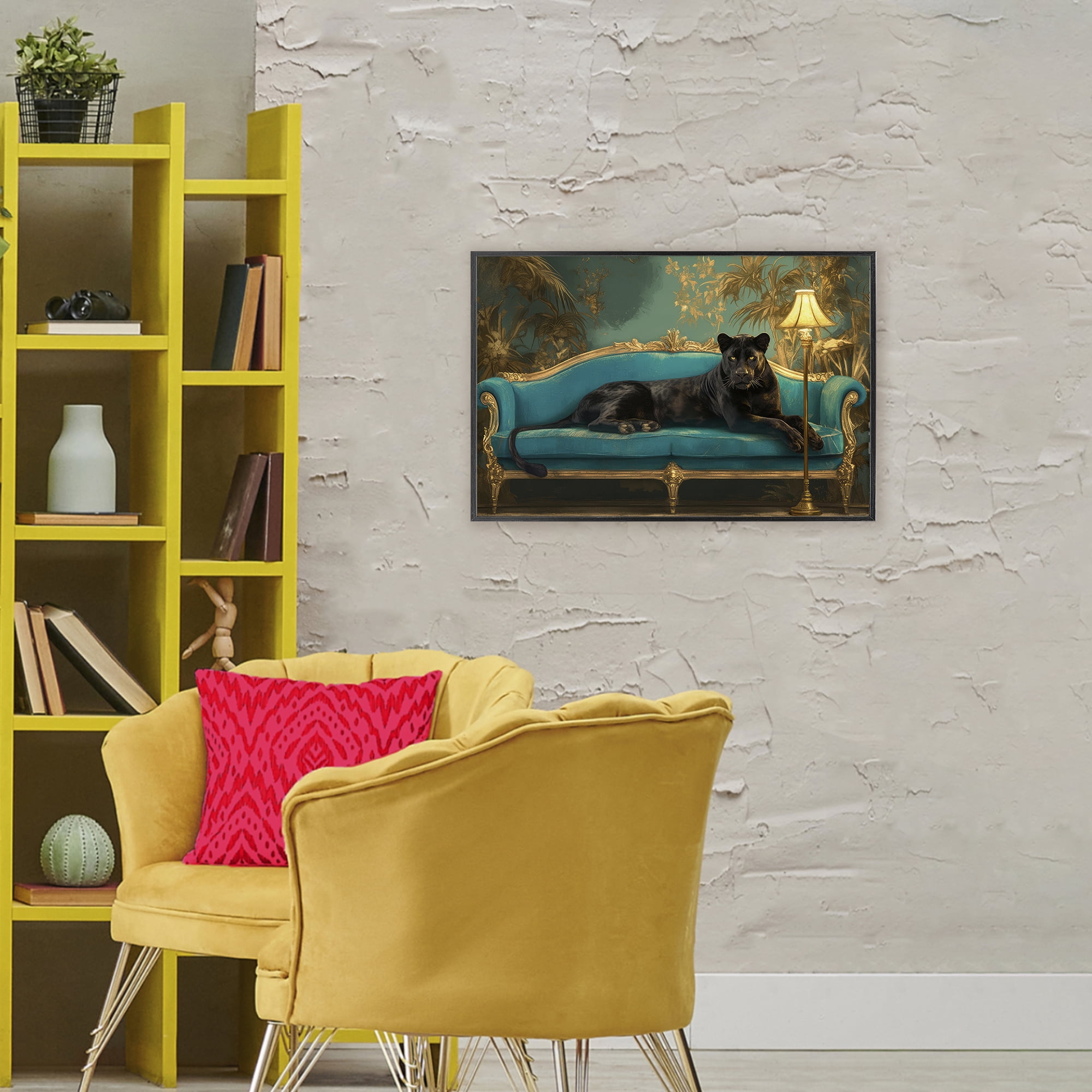 Stupell Industries Exotic Lounging Panther Black Framed Giclee Art, design by Tina LeCour