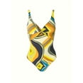 thumbnail image 2 of Plus Size Boho Geometric Pattern Tankini Set with Removable Padding and Knit Fabric High Stretch V-Neck Strapless Swimsuit for Women - Polyester Spandex Blend, 2 of 5