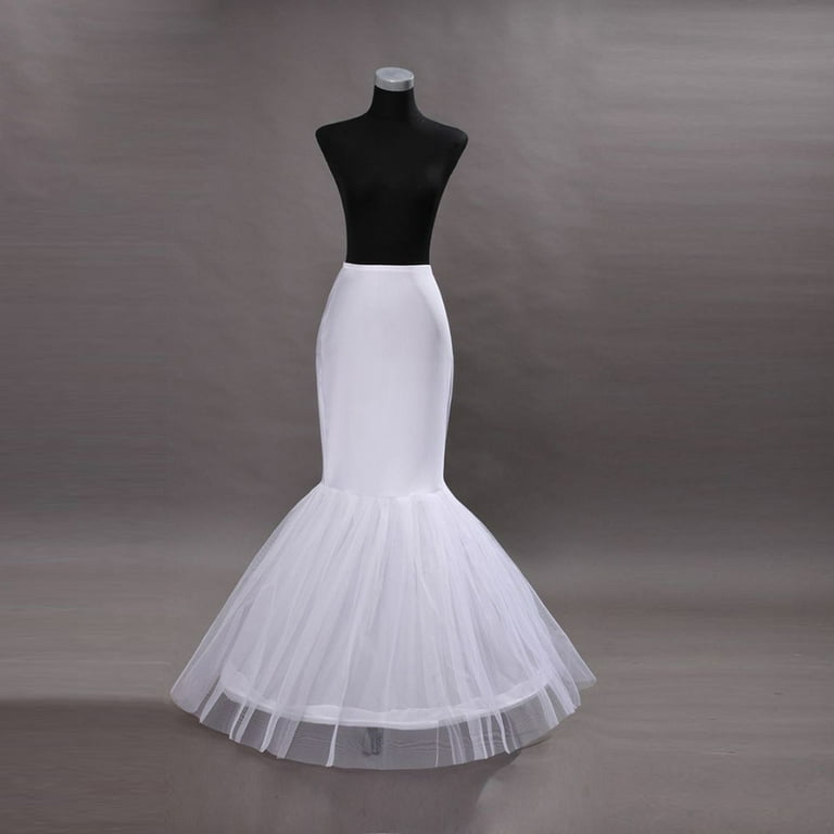 White Fishtail Mermaid Wedding Dress Bridal Petticoat Slips Underskirt(White,  Free Size) 