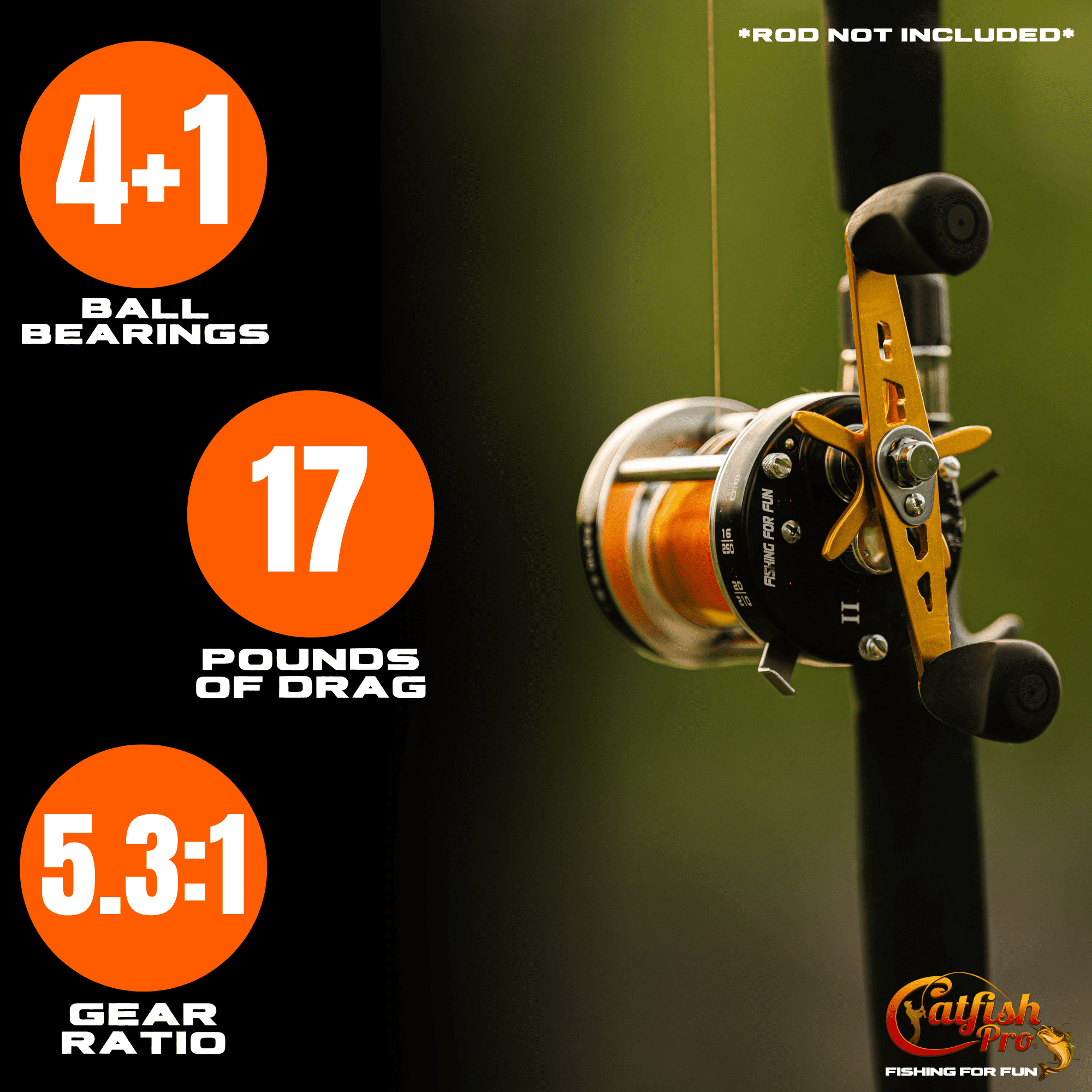Catfish Pro Fishing For Fun 500 Round Baitcasting Fishing Reel