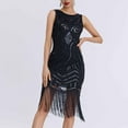 thumbnail image 5 of UPPADA Womens Sequin Tassel Fringe Party Dress V Neck Sleeveless Spaghetti Straps Dress Cocktail Prom Party Mini Dresses Slim Fit Ruched Stretchy Dress Early, 5 of 8