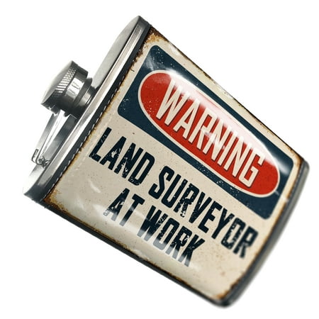 

NEONBLOND Flask Warning Land Surveyor At Work Vintage Fun Job Sign