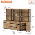 thumbnail image 3 of WAMPAT 3-Piece Modern 72" Tall Library Bookcase with 3 Drawers & Open Shelving,Freestanding Wood Bookshelf with Storage Cabinet & Adjustable Shelves for Home Office & Living Room, Oak, 3 of 12