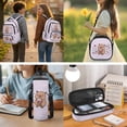 thumbnail image 3 of Bulopur Little Girls 17 Inch Backpack 4 in 1 Light Purple Capybara Print School Bag with Lunch Bag, Water Bottle Sleeve and Pencil Case, 3 of 7