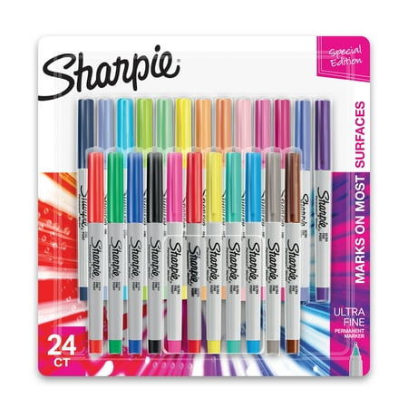Sharpie Color Burst Ultra Fine Permanent Markers, Assorted Colors, 24 Count