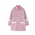 thumbnail image 1 of Virmaxy Toddler Baby Girls Boys Fleece Raincoat Kids Mid-Length Solid Hooded Rushing Jacket with Reflective Stripes Long Sleeve Open Front Waterproof Plush Outwear with Pocket Pink 4T, 1 of 8