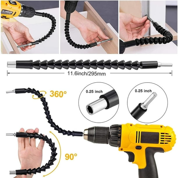 Amdohai Flexible Drill Bit Extension Set, Includes 105° Right Angle Drill,  Bendable Drill Bit Extension, 3pcs 