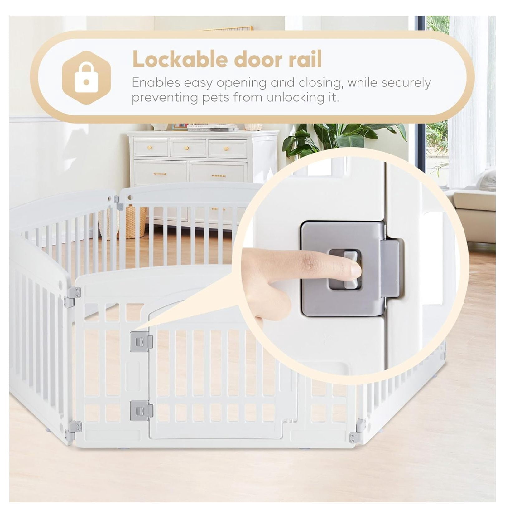 Dog Playpen, 24" Exercise 6-Panel Pet Playpen with Door, Safe and Secure, Folding and Portable Puppy Playpen for Puppies and Small Dogs, White