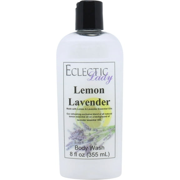 Lemon Lavender Essential Oil Blend Body Wash by Eclectic Lady, Liquid Shower Gel for Women and Men, 8 Ounces