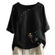 thumbnail image 1 of Blusas de Manga Corta para las Mujeres Impresas Cuello Redondo Camiseta Casual, Blusa de Algodón de Imitación para las Mujeres, 1 of 4