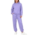thumbnail image 3 of Xaqiouau Women's Hoodie and Sweatpants Set Fleece Pullover Tracksuit Drawstring Hooded Top Elastic Waist Joggers Casual Sportswear Fall Winter Lounge Outfit Purple XXL, 3 of 9
