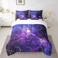 thumbnail image 2 of Erosebridal Galaxy Starry Sky Bedding Sets Twin Size,Geometric Hexagon Comforter Sets with Sheets,Psychedelic Universe Bedroom Decor,Reversible,7pcs, 2 of 5