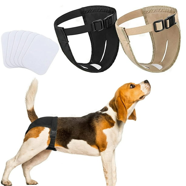 2 Pack Female Dog Panties with 6 Sanitary Pad, Washable Adjustable