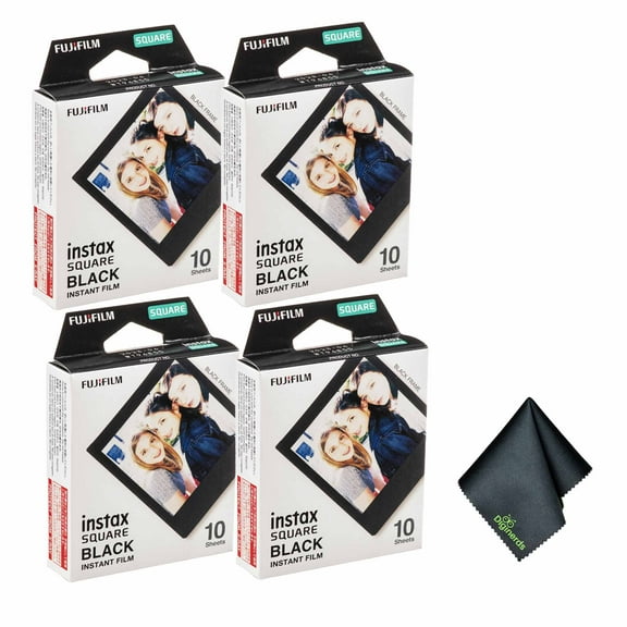 FUJIFILM INSTAX SQUARE Black Instant Film (40 Exposures)   Microfiber Cleaning Cloth