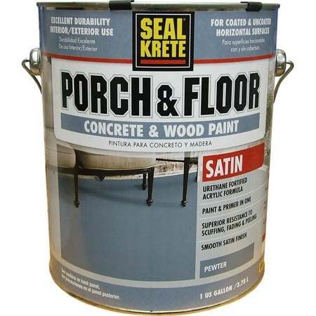 Rust-Oleum Seal-Krete Porch & Floor Concrete & Wood Satin Paint, Pewter, 1
