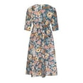 thumbnail image 4 of CHOK Robes de Cocktail pour Femmes 2024 Robe T-Shirt à Manches Courtes Décontractée en Coton Lin Longues Robes Col Rond Été Plage Robes d'Été avec Poches Vestidos Casuales pour Femme, 4 of 7