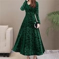 thumbnail image 6 of RYKJLWY Spring Dresses for Women 2024 Trendy formal V Neck Prom Gown for Women Elegant Gown 3/4 Sleeve Maxi Dress Empire Waist Bridesmaid Wedding Charming Dress Women Velvet Party Dress (Green,L), 6 of 9