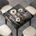 thumbnail image 3 of Daisy Floral Square Fitted Tablecloth, Butterfly Grey Daisy Flowers Elastic Edged Table Covers, Polyester Fitted Table Cloths for Indoor Outdoor Kitchen Patio Decor, Fits to 36x36 in Table, 3 of 6